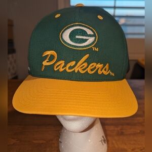 VINTAGE Logo 7 Green Bay Packers Football Snap Back Hat Cap NFL 90s Retro